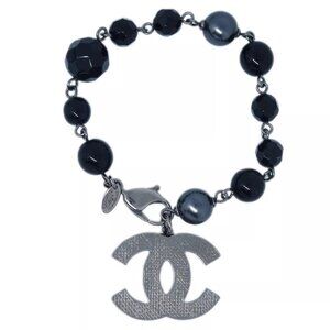 Chanel Bracelet Artificial Pearl Black A13V 115392